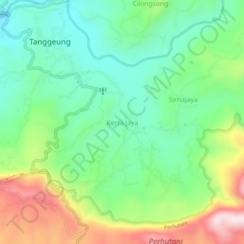 Топографическая карта Kerta Jaya, высота, рельеф