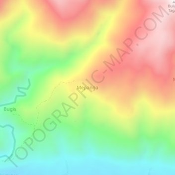 Топографическая карта Mepanga, высота, рельеф