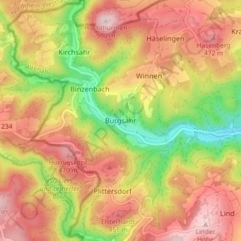 Топографическая карта Burgsahr, высота, рельеф