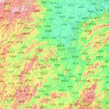 Топографическая карта 湖南省, высота, рельеф