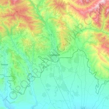 Топографическая карта Цхинвал, высота, рельеф