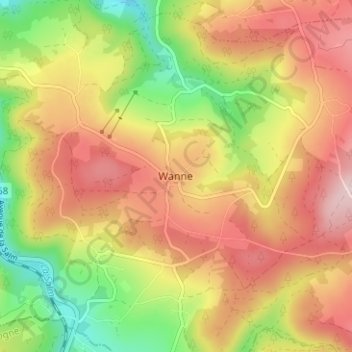 Топографическая карта Wanne, высота, рельеф