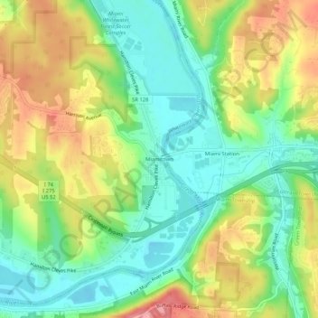 Топографическая карта Miamitown, высота, рельеф
