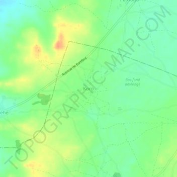 Топографическая карта Koro, высота, рельеф