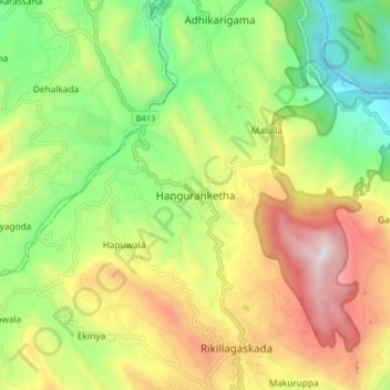 Топографическая карта Hanguranketha, высота, рельеф
