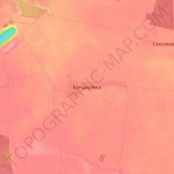 Топографическая карта Бондаревка, высота, рельеф