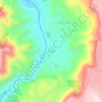 Топографическая карта Тмогви, высота, рельеф