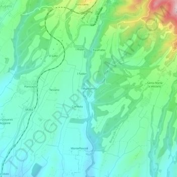 Топографическая карта Mucciano, высота, рельеф