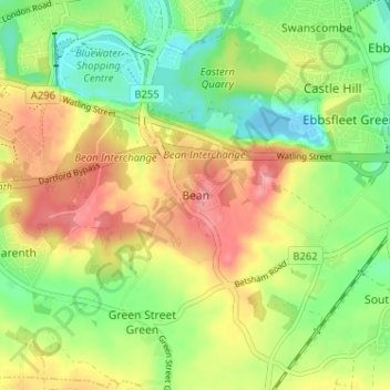 Топографическая карта Bean, высота, рельеф