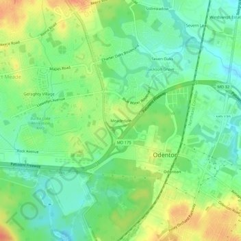 Топографическая карта Meadedale, высота, рельеф