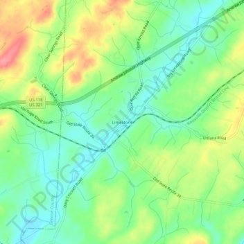 Топографическая карта Limestone, высота, рельеф