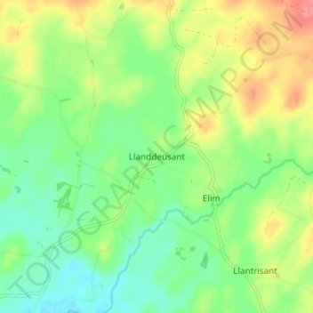 Топографическая карта Llanddeusant, высота, рельеф