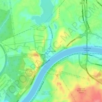 Топографическая карта Bournedale, высота, рельеф