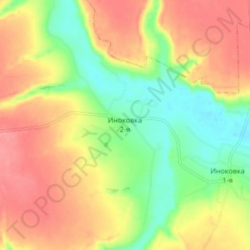 Топографическая карта Иноковка 2-я, высота, рельеф