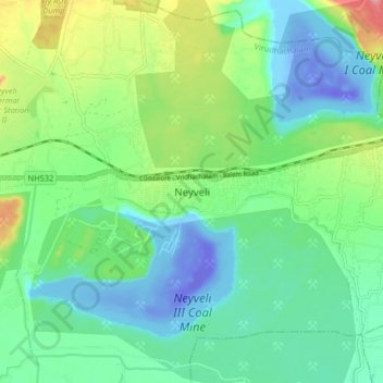 Топографическая карта Neyveli, высота, рельеф