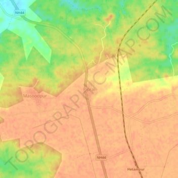 Топографическая карта Piprai, высота, рельеф