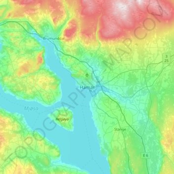 Топографическая карта Hamar, высота, рельеф