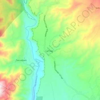 Топографическая карта La Caja, высота, рельеф