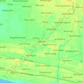 Топографическая карта Klirong, высота, рельеф