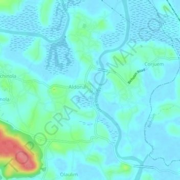 Топографическая карта Aldona, высота, рельеф