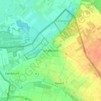 Топографическая карта Schalbruch, высота, рельеф