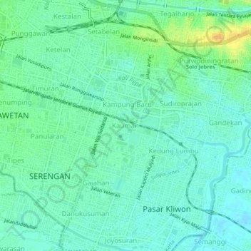 Топографическая карта Kauman, высота, рельеф