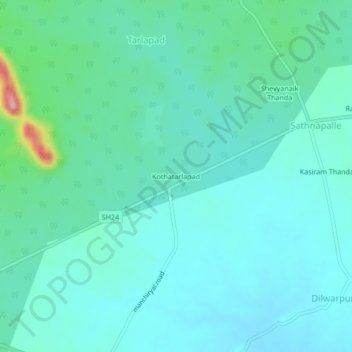 Топографическая карта Kothatarlapad, высота, рельеф