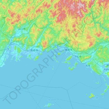 Топографическая карта 大津島, высота, рельеф