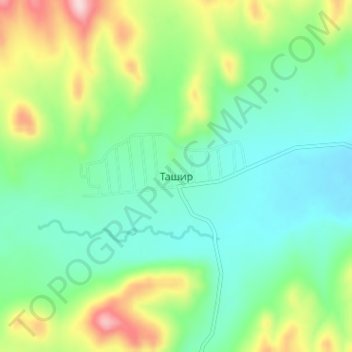 Топографическая карта Ташир, высота, рельеф