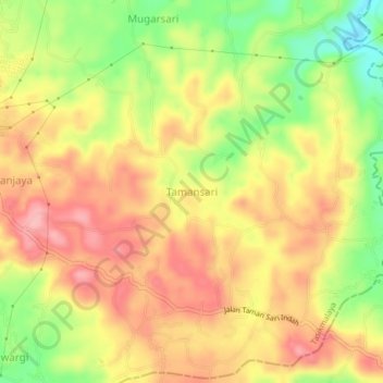 Топографическая карта Tamansari, высота, рельеф
