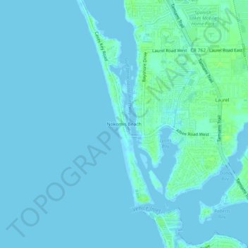 Топографическая карта Nokomis Beach, высота, рельеф
