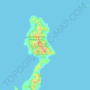 Топографическая карта Kepulauan Talaud, высота, рельеф