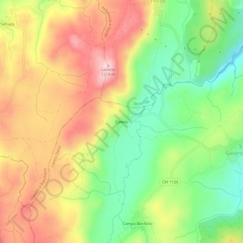 Топографическая карта Cotelo, высота, рельеф