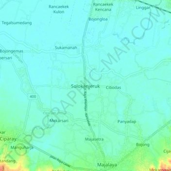 Топографическая карта Solokanjeruk, высота, рельеф