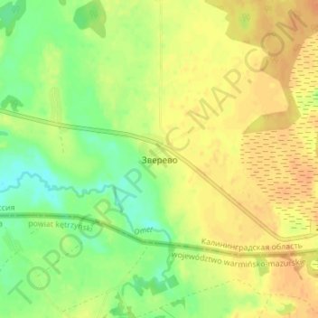 Топографическая карта Зверево, высота, рельеф