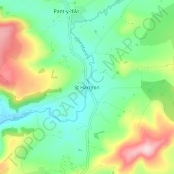 Топографическая карта St Harmon, высота, рельеф