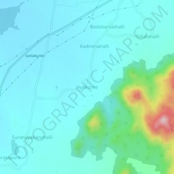 Топографическая карта Hulikunte, высота, рельеф