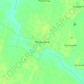 Топографическая карта Лосиновка, высота, рельеф