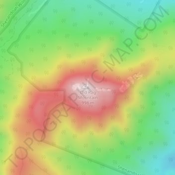 Топографическая карта Old Rag Mountain, высота, рельеф