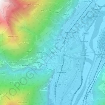 Топографическая карта Gaggio, высота, рельеф