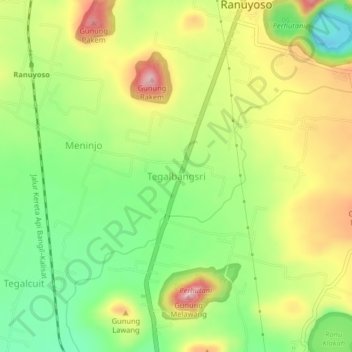 Топографическая карта Tegalbangsri, высота, рельеф