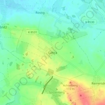 Топографическая карта Göhra, высота, рельеф