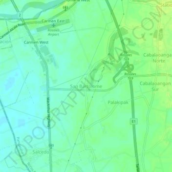 Топографическая карта San Bartolome, высота, рельеф