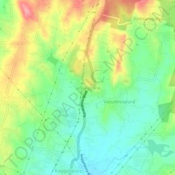 Топографическая карта Udayapura, высота, рельеф