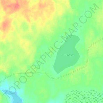 Топографическая карта Ангозеро, высота, рельеф
