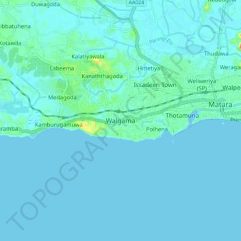 Топографическая карта Walgama, высота, рельеф