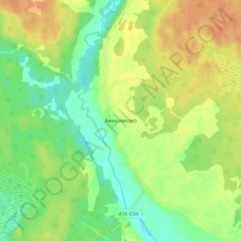 Топографическая карта Анисимово, высота, рельеф