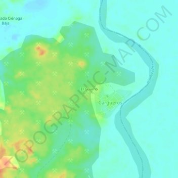 Топографическая карта El Guamo, высота, рельеф