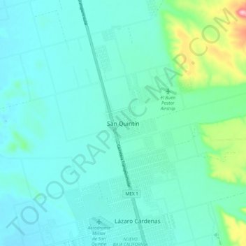 Топографическая карта San Quintín, высота, рельеф