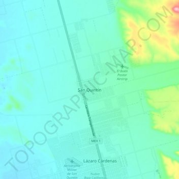 Топографическая карта San Quintín, высота, рельеф